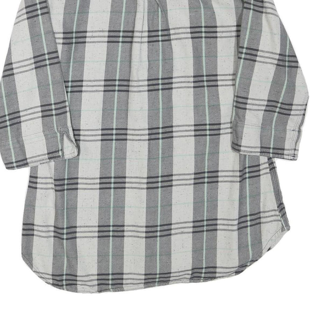 CARHARTT Womens Grey & White Check Shirt 3/4 Sleeve Button Neck M Casual