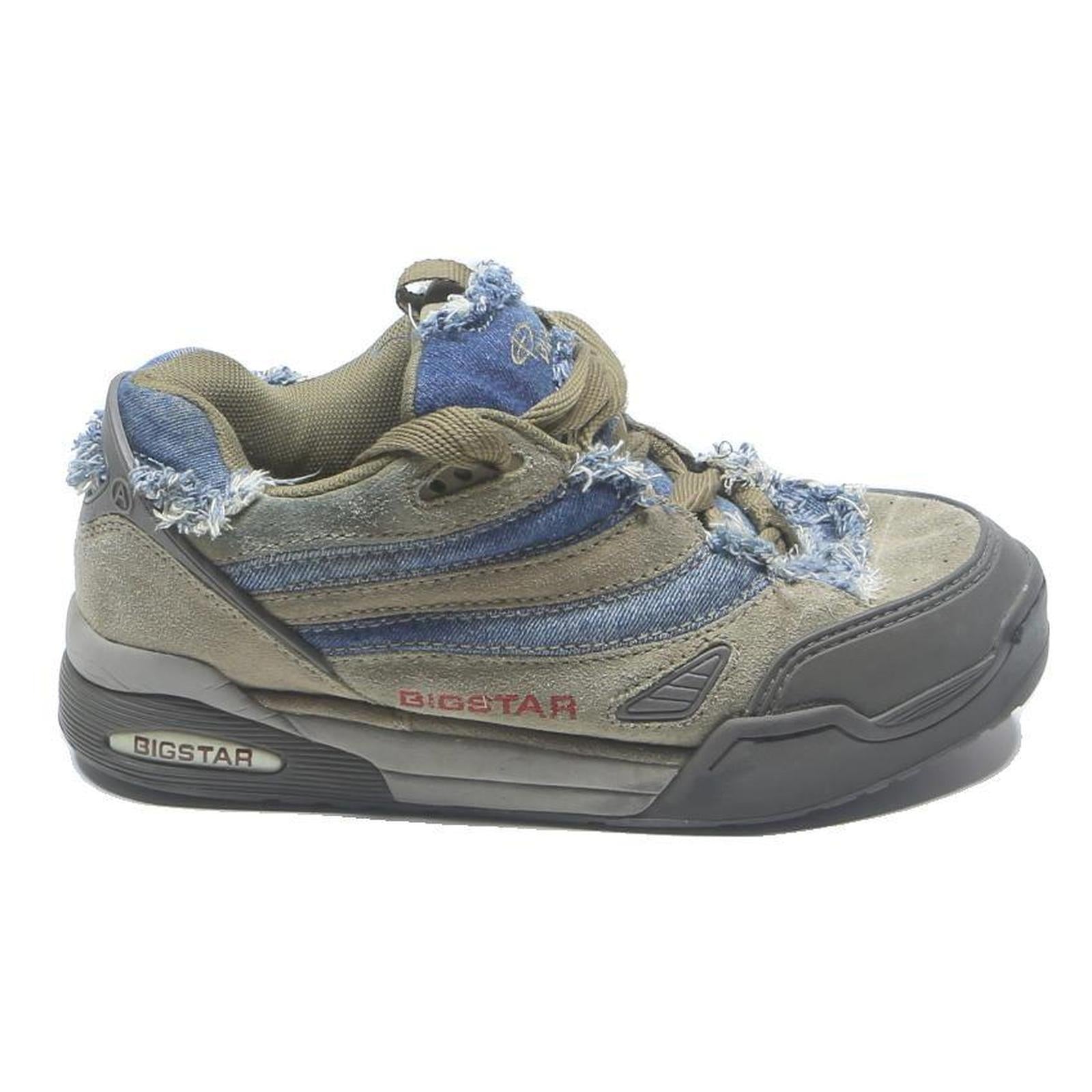 BIGSTAR Mens Distressed Low Top Trainers Beige & Blue Synthetic UK 9.5 Casual