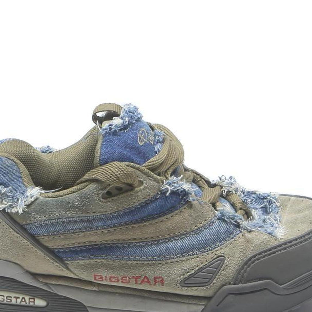 BIGSTAR Mens Distressed Low Top Trainers Beige & Blue Synthetic UK 9.5 Casual