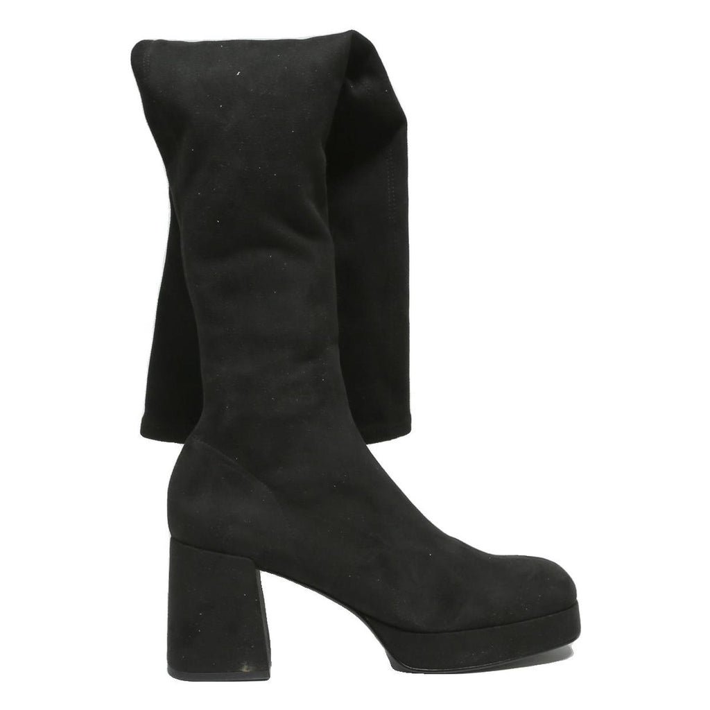CHARLES & KEITH Womens Black Synthetic High Platform Boots UK 6 Stylish Elegant