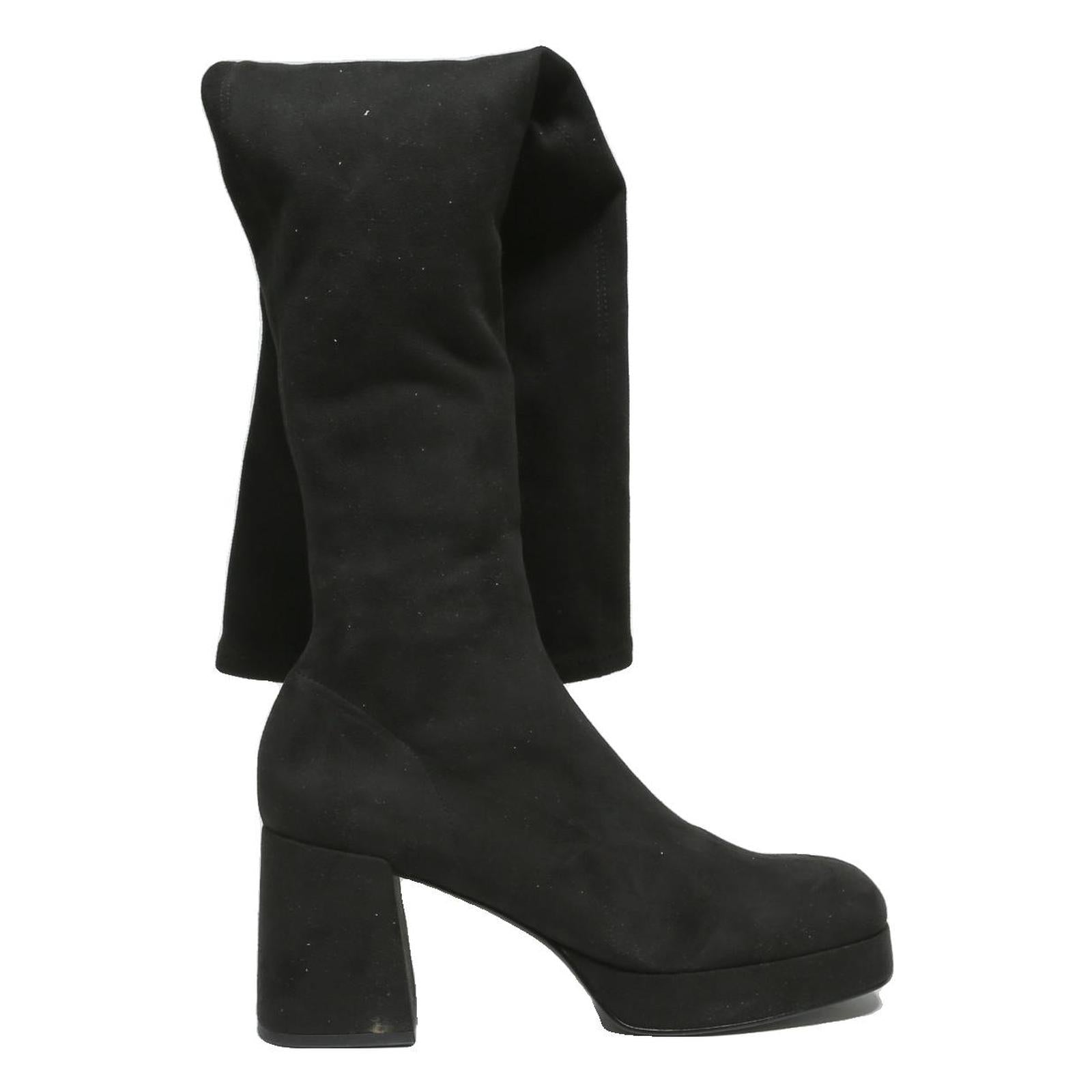 CHARLES & KEITH Womens Black Synthetic High Platform Boots UK 6 Stylish Elegant