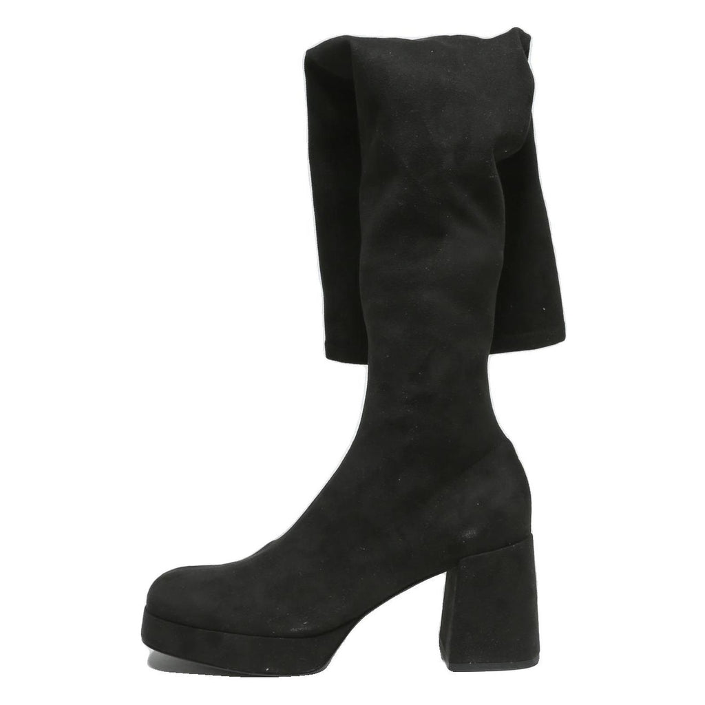 CHARLES & KEITH Womens Black Synthetic High Platform Boots UK 6 Stylish Elegant