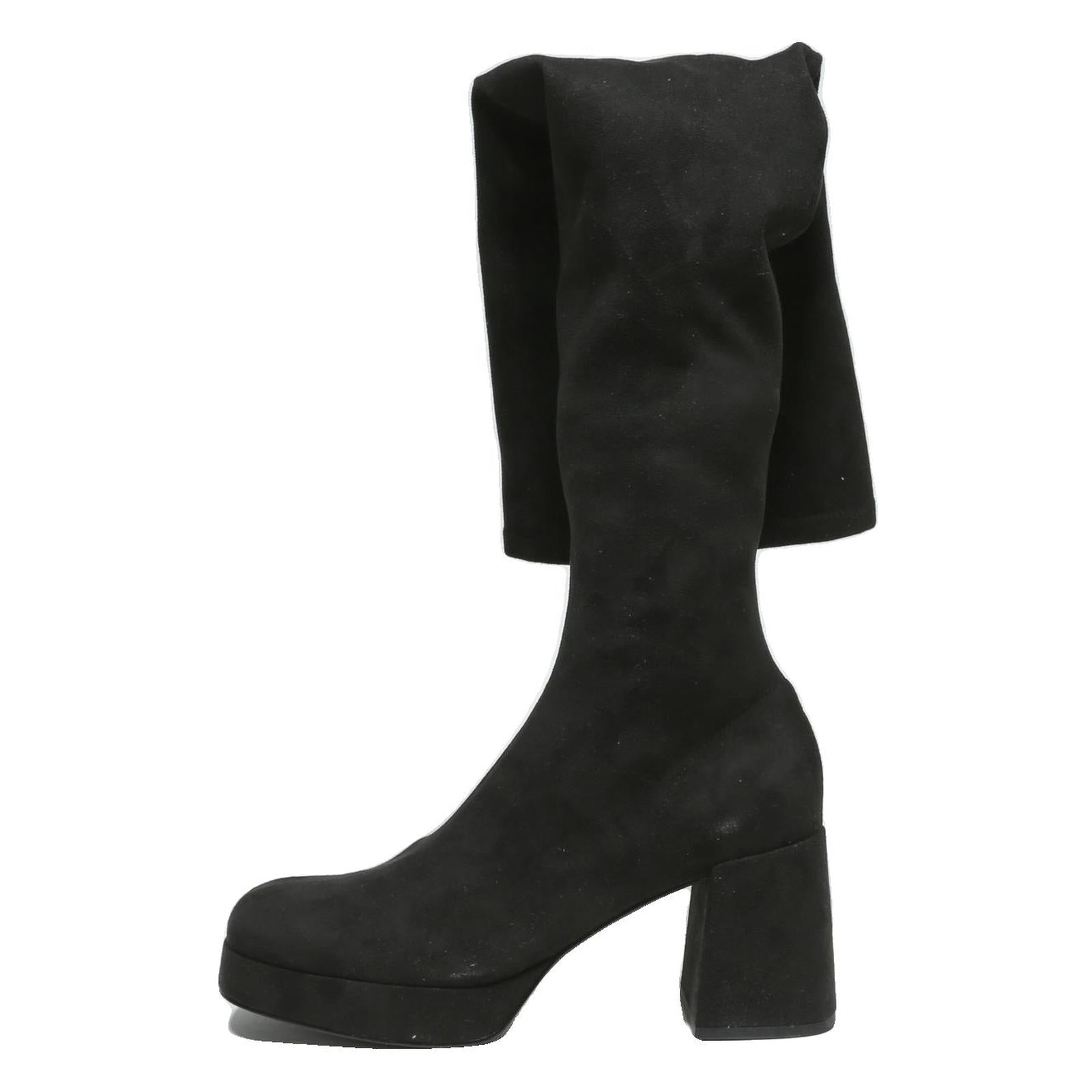 CHARLES & KEITH Womens Black Synthetic High Platform Boots UK 6 Stylish Elegant