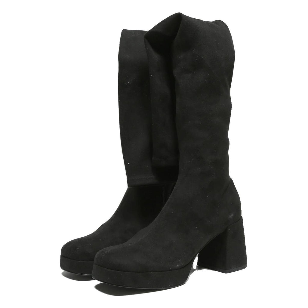 CHARLES & KEITH Womens Black Synthetic High Platform Boots UK 6 Stylish Elegant