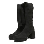 CHARLES & KEITH Womens Black Synthetic High Platform Boots UK 6 Stylish Elegant