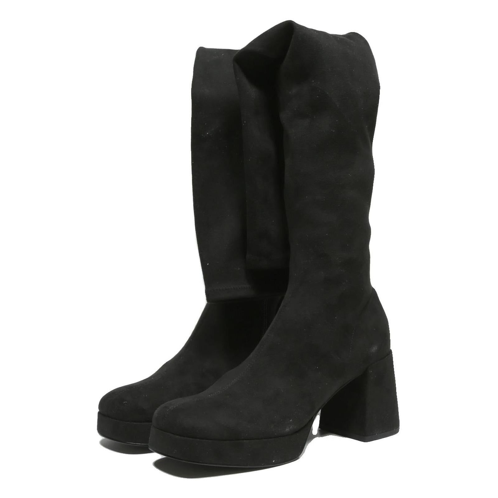 CHARLES & KEITH Womens Black Synthetic High Platform Boots UK 6 Stylish Elegant
