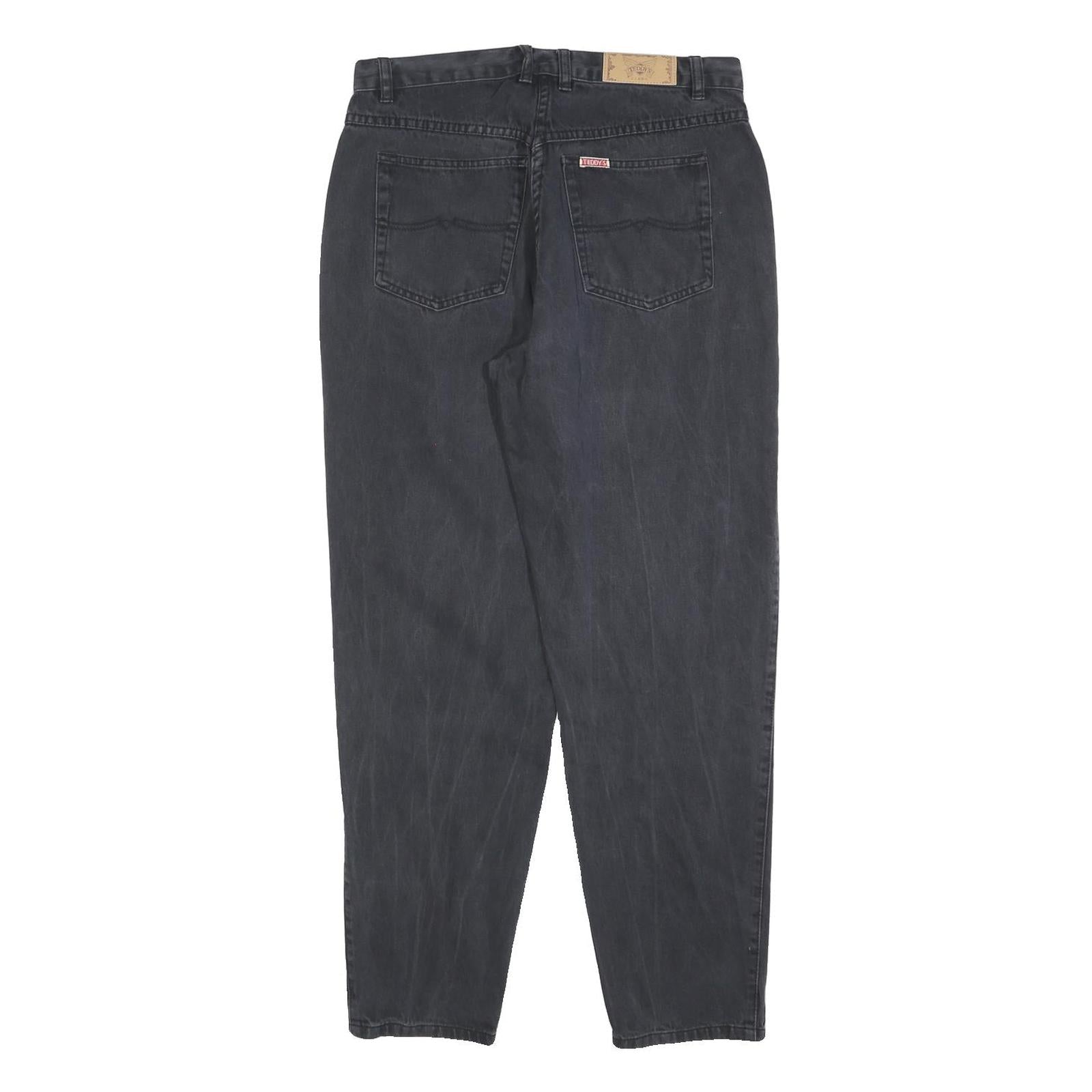 TEDDYS Womens Regular Fit Black Denim Jeans W30 L30 Classic Cotton Blend Zip