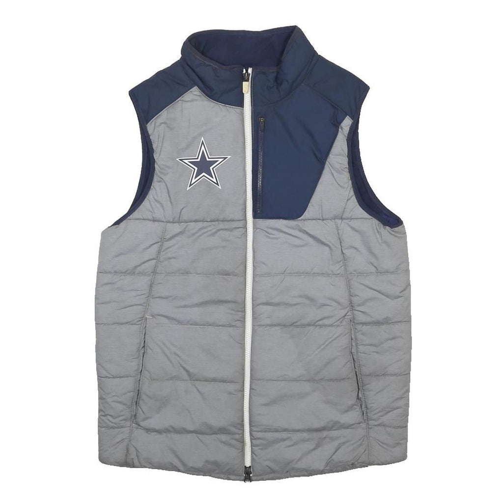NFL Womens Blue & Grey Quilted Sleeveless Jacket S Polyester Zip Sporty