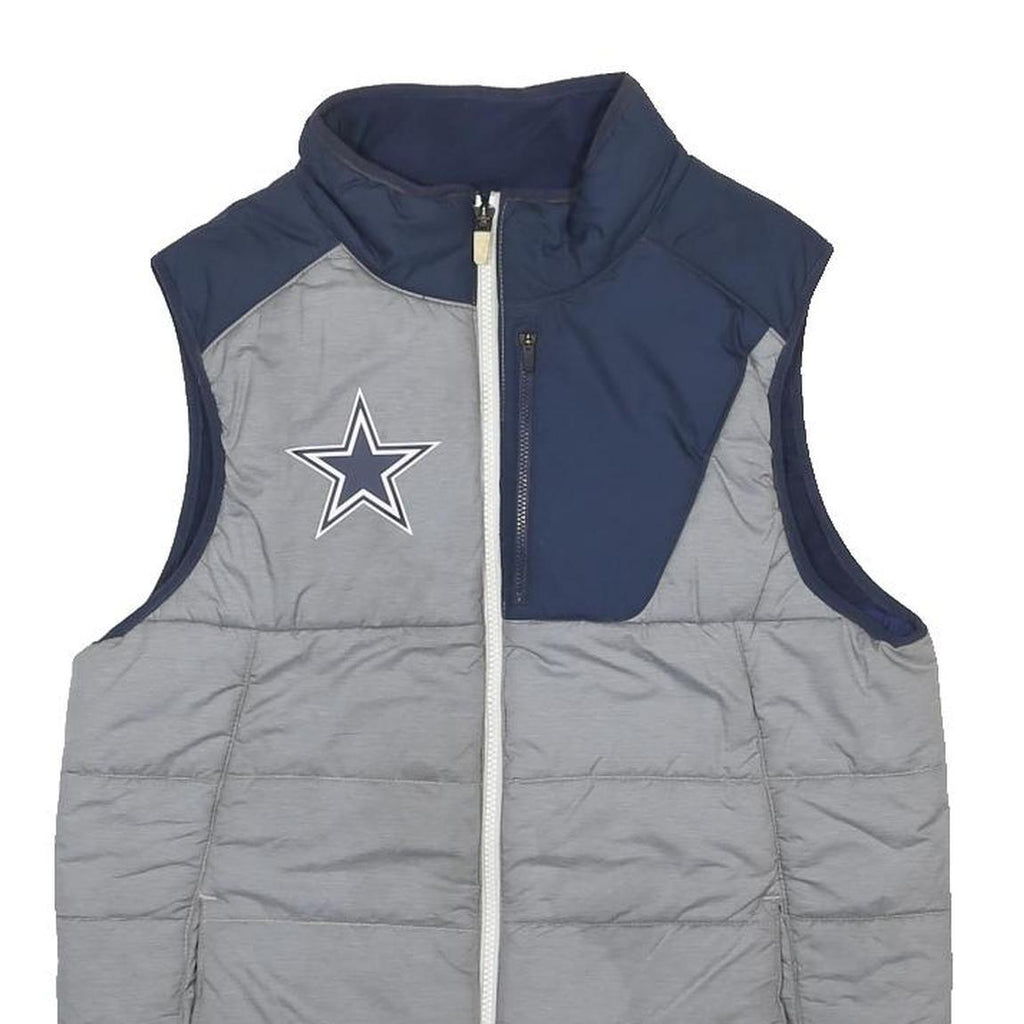 NFL Womens Blue & Grey Quilted Sleeveless Jacket S Polyester Zip Sporty