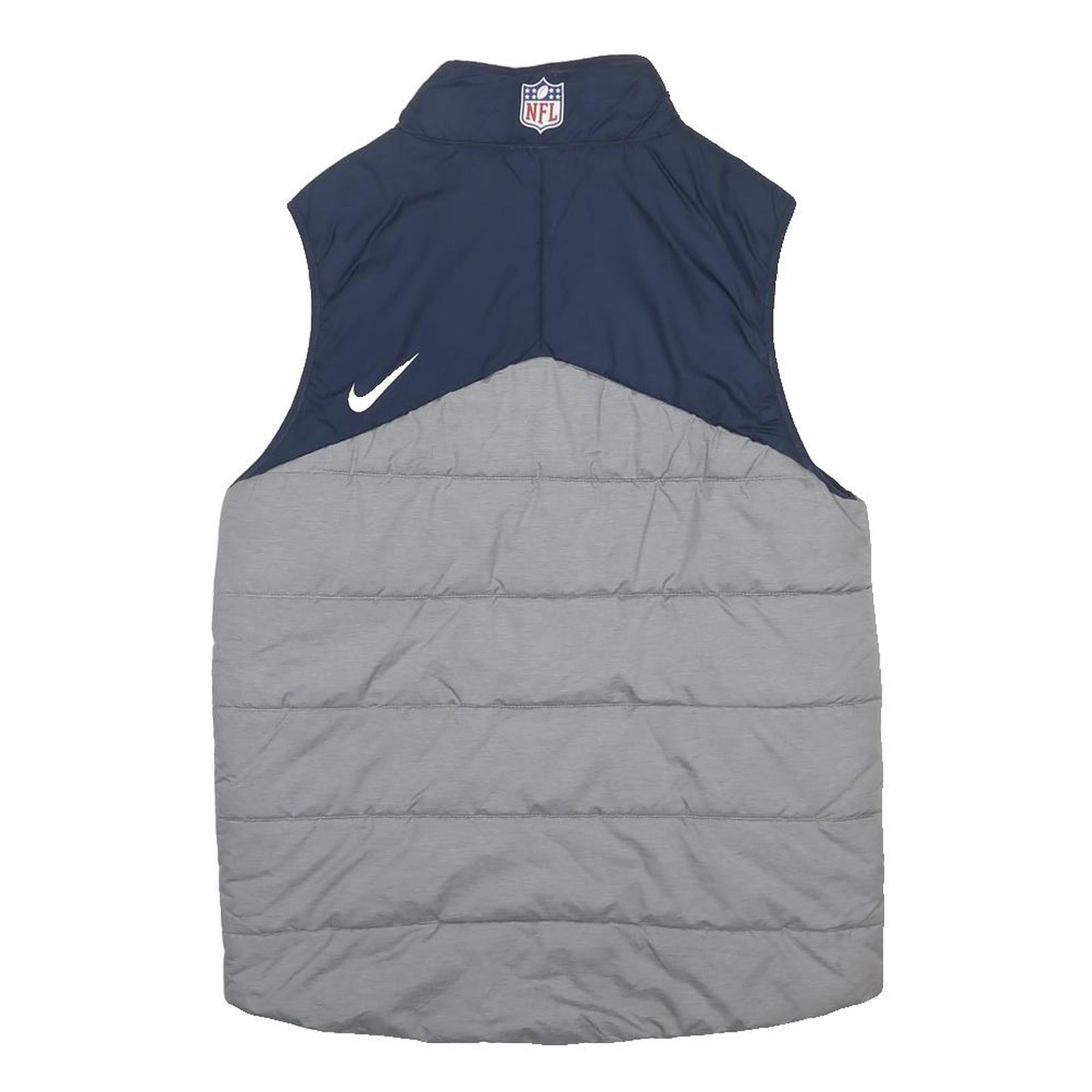 NFL Womens Blue & Grey Quilted Sleeveless Jacket S Polyester Zip Sporty