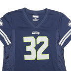 NFL Womens Navy Blue Carson 32 Graphic T-Shirt L Short Sleeve V-Neck Sports