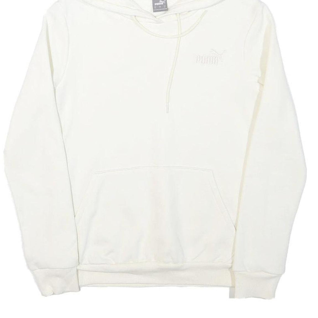 PUMA Womens White Hoodie S Cotton Blend Pullover Drawstring Pocket