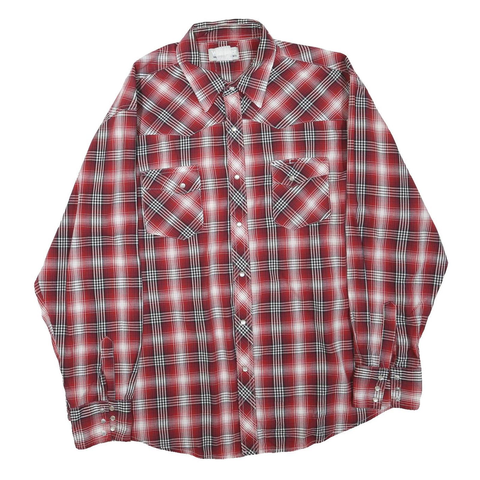 WRANGLER Mens Red & White Check Shirt 2XL Cotton Blend Long Sleeve Casual