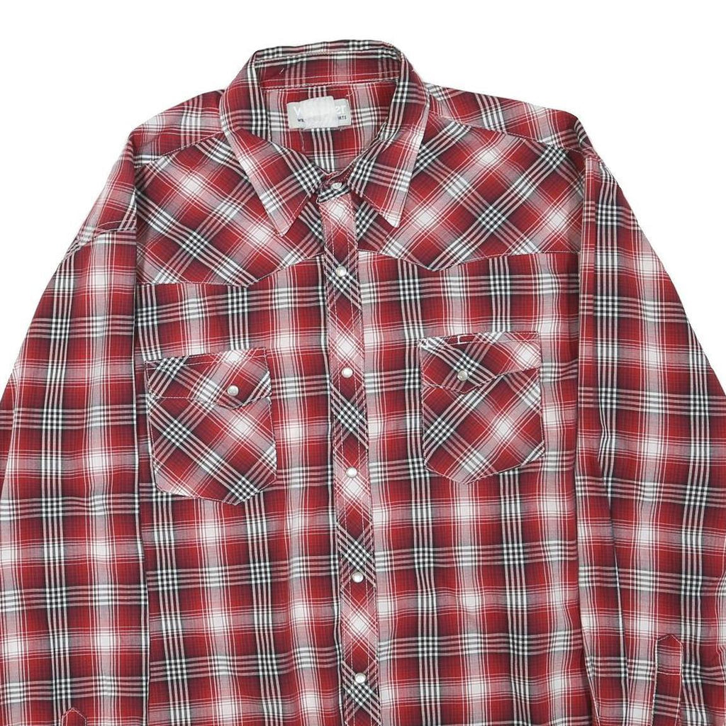 WRANGLER Mens Red & White Check Shirt 2XL Cotton Blend Long Sleeve Casual
