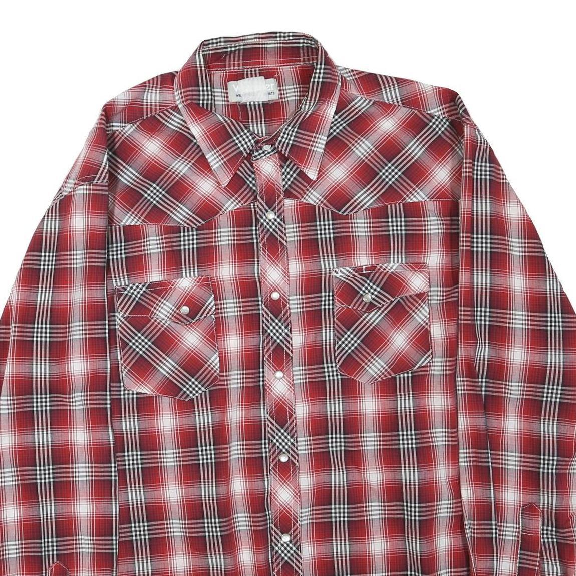 WRANGLER Mens Red & White Check Shirt 2XL Cotton Blend Long Sleeve Casual
