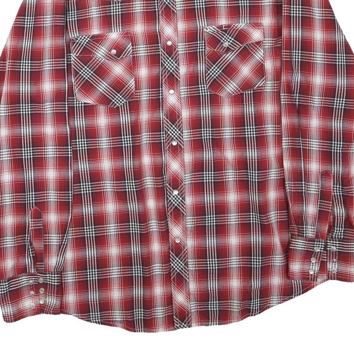 WRANGLER Mens Red & White Check Shirt 2XL Cotton Blend Long Sleeve Casual