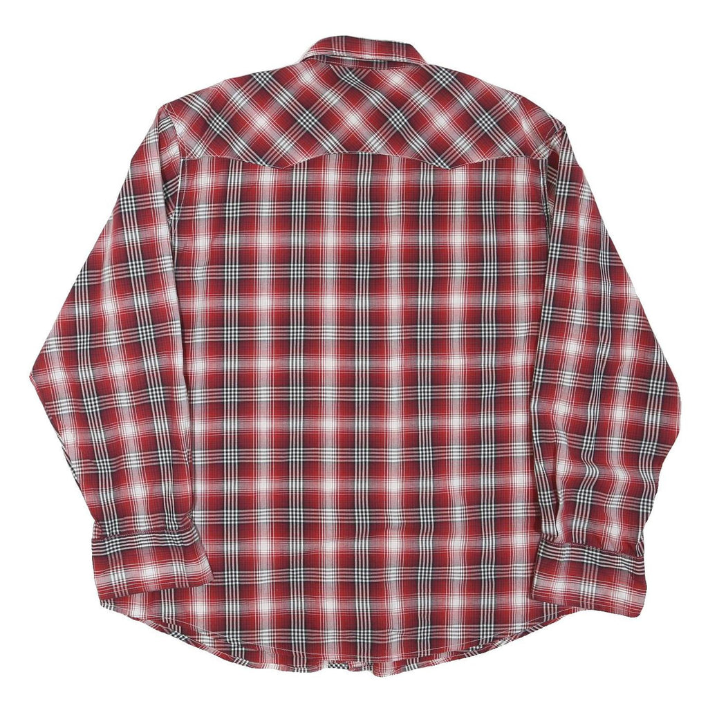 WRANGLER Mens Red & White Check Shirt 2XL Cotton Blend Long Sleeve Casual