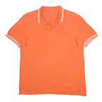 LOTTO Mens Orange Short Sleeve Plain Polo Shirt L Cotton Casual Sportswear