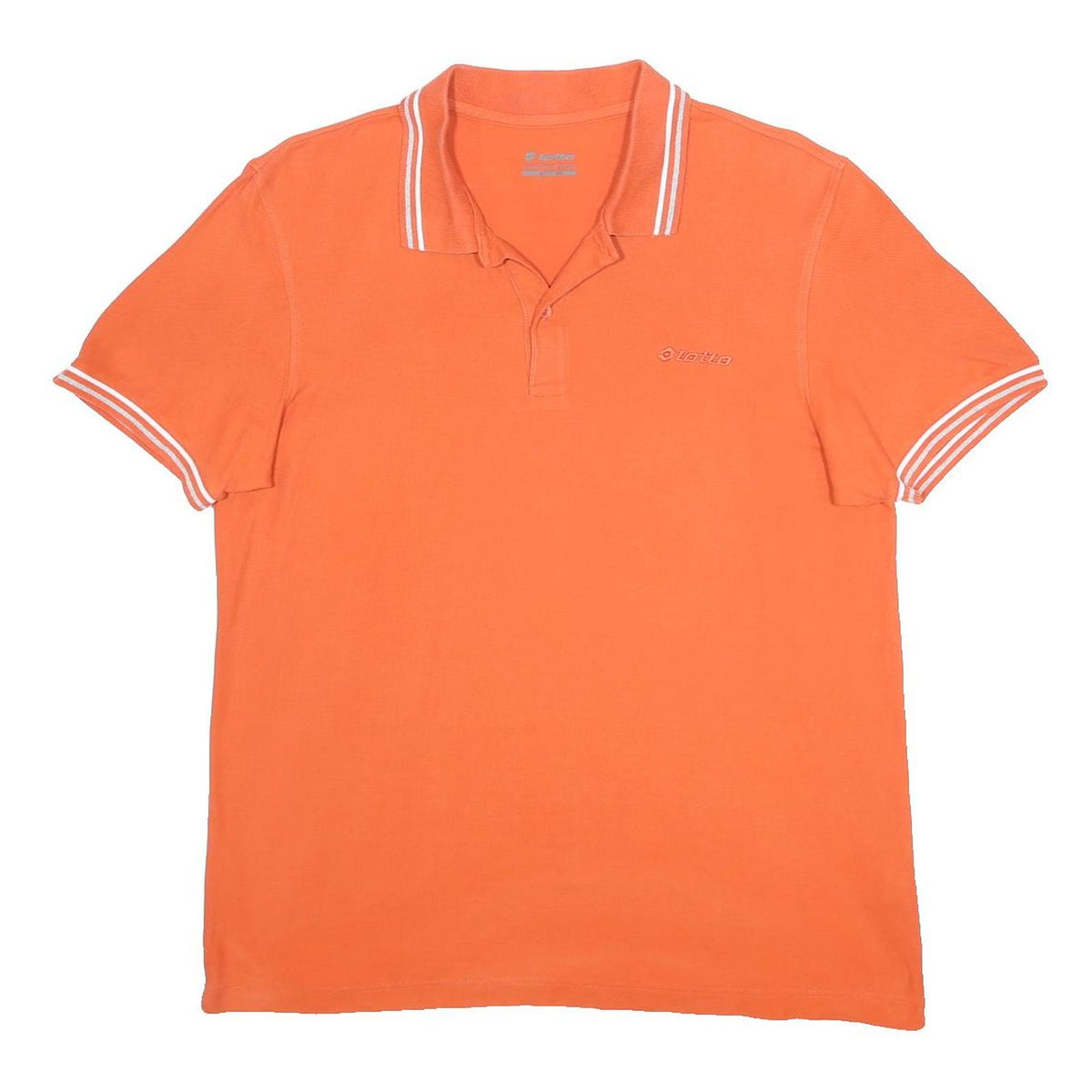 LOTTO Mens Orange Short Sleeve Plain Polo Shirt L Cotton Casual Sportswear