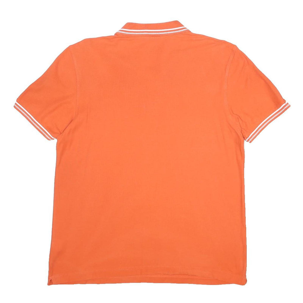 LOTTO Mens Orange Short Sleeve Plain Polo Shirt L Cotton Casual Sportswear