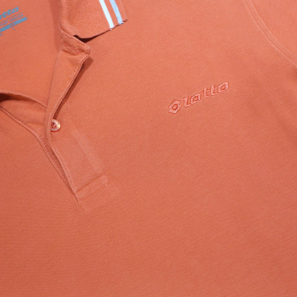 LOTTO Mens Orange Short Sleeve Plain Polo Shirt L Cotton Casual Sportswear