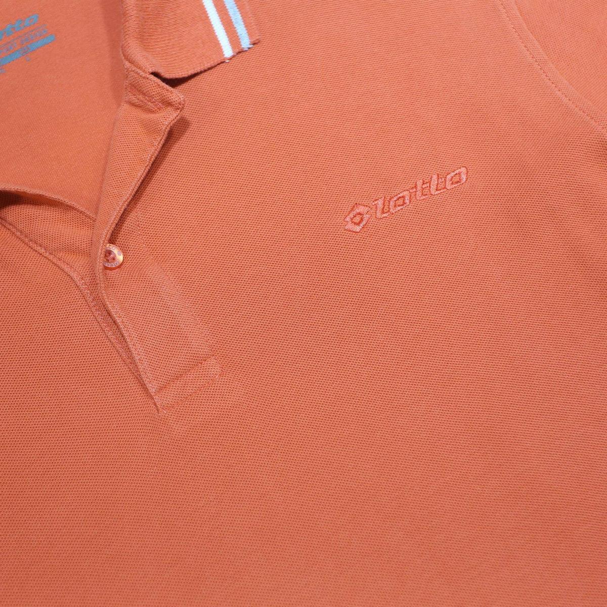 LOTTO Mens Orange Short Sleeve Plain Polo Shirt L Cotton Casual Sportswear