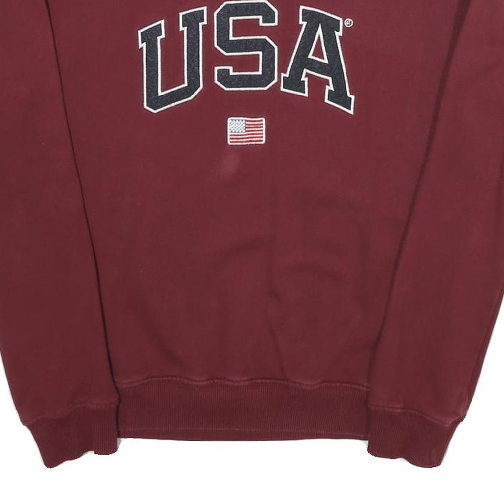 AMERICA TODAY Mens Maroon USA Crew Neck S Cotton Sweatshirt Pullover Casual