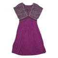 FRENCH CONNECTION Womens Purple & Wine Day Cotton Blend Dress UK 12 V-Neck Short
