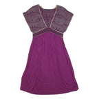 FRENCH CONNECTION Womens Purple & Wine Day Cotton Blend Dress UK 12 V-Neck Short