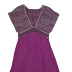 FRENCH CONNECTION Womens Purple & Wine Day Cotton Blend Dress UK 12 V-Neck Short