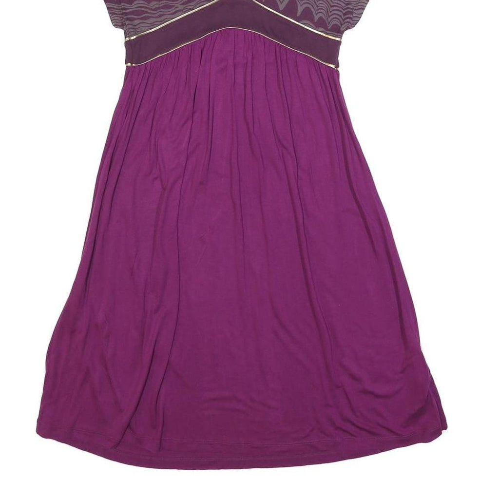 FRENCH CONNECTION Womens Purple & Wine Day Cotton Blend Dress UK 12 V-Neck Short