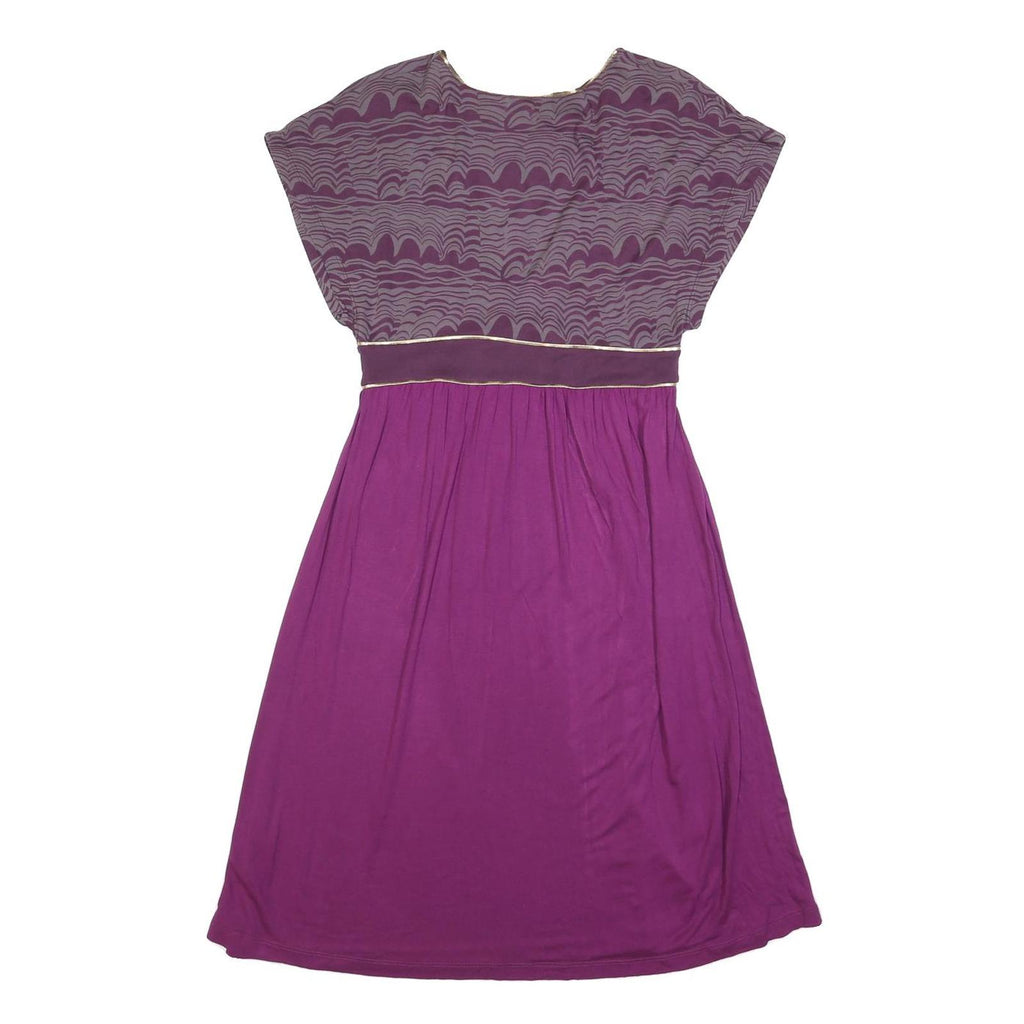 FRENCH CONNECTION Womens Purple & Wine Day Cotton Blend Dress UK 12 V-Neck Short