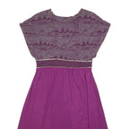 FRENCH CONNECTION Womens Purple & Wine Day Cotton Blend Dress UK 12 V-Neck Short