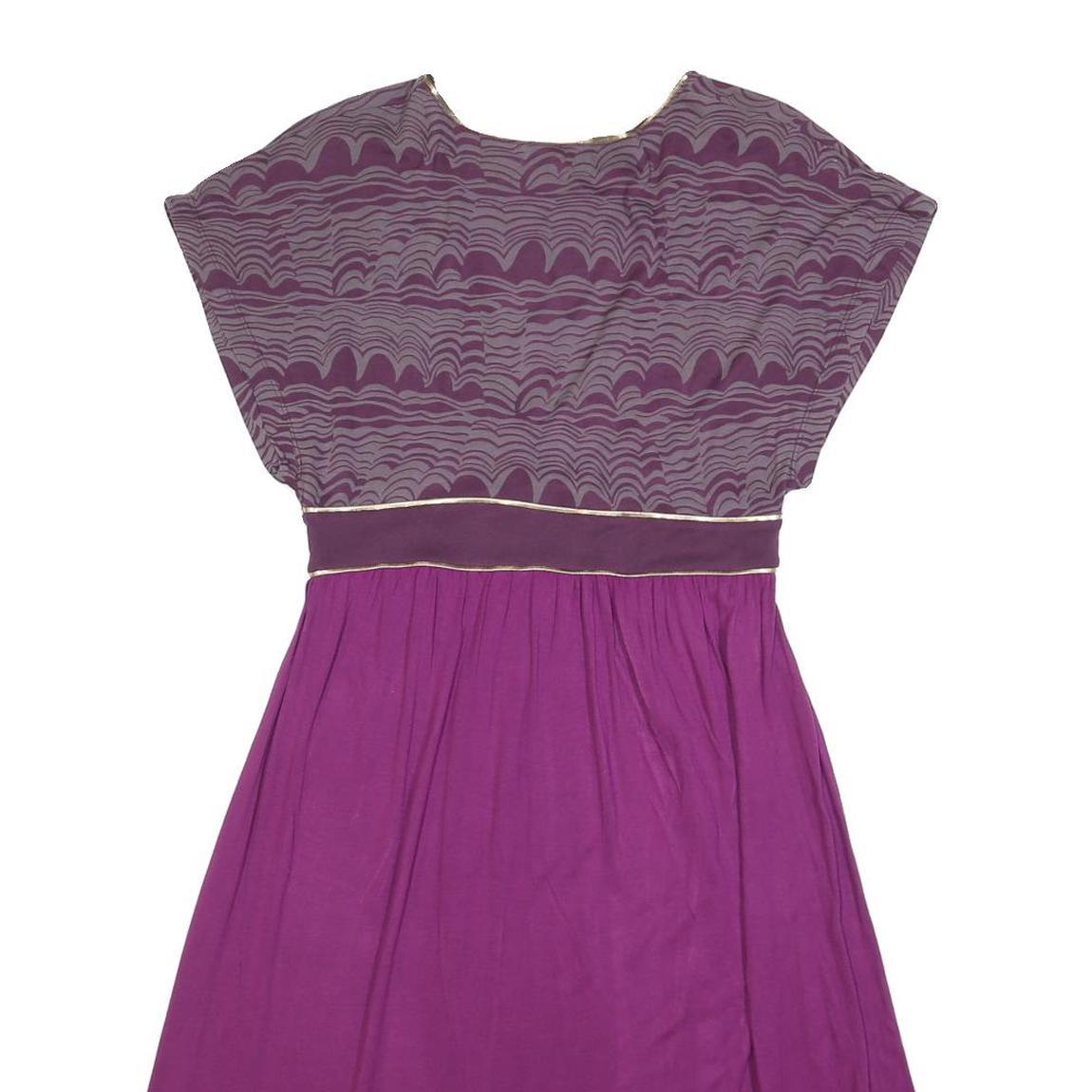 FRENCH CONNECTION Womens Purple & Wine Day Cotton Blend Dress UK 12 V-Neck Short