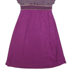 FRENCH CONNECTION Womens Purple & Wine Day Cotton Blend Dress UK 12 V-Neck Short