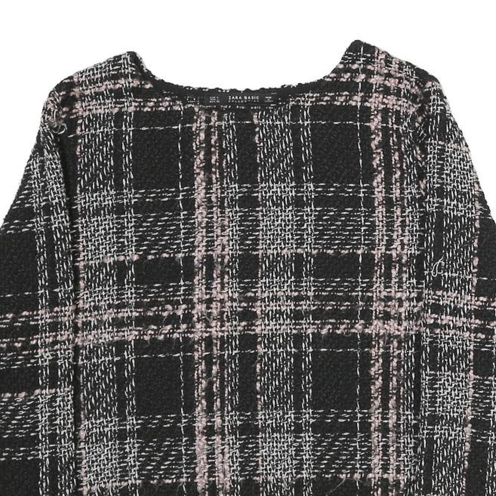 ZARA Mens Black & Pink Patterned Cotton Jumper Crew Neck Basic Knit L Stylish