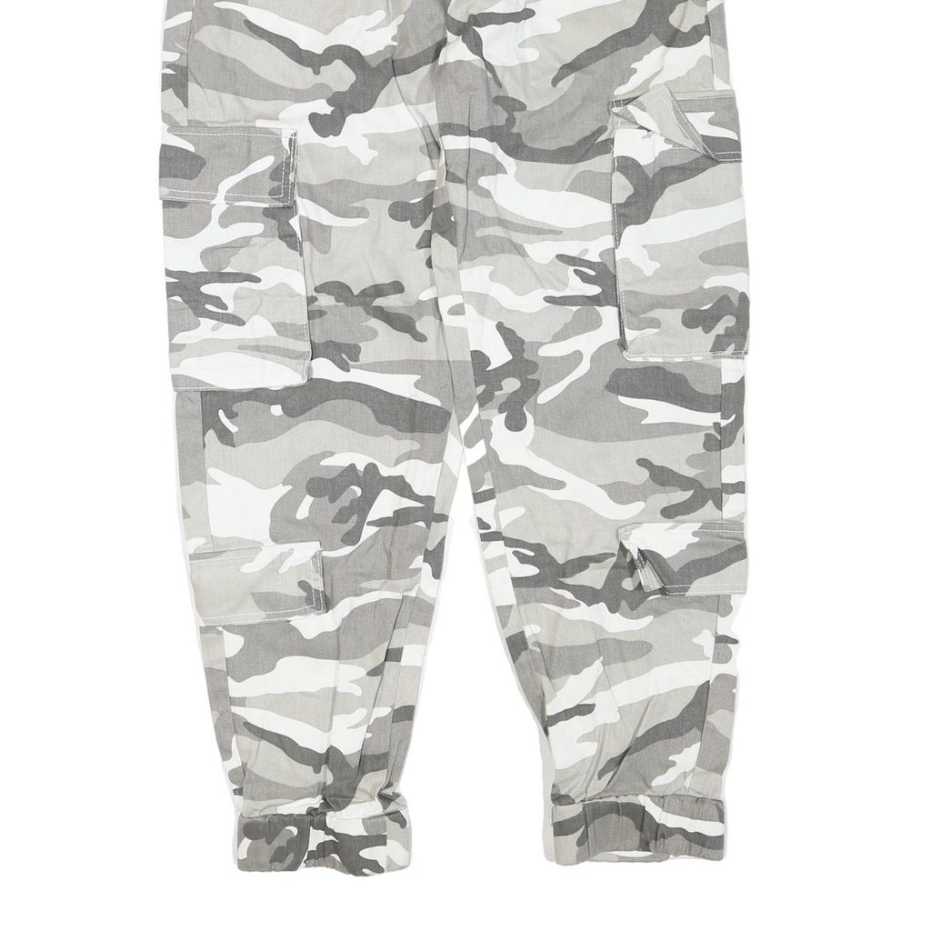 Grey White Mens Cotton Blend Regular Cargo Trousers W30 L28 Zip Casual Workwear