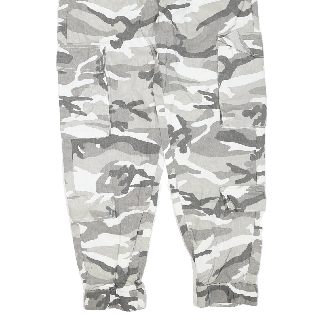 Grey White Mens Cotton Blend Regular Cargo Trousers W30 L28 Zip Casual Workwear