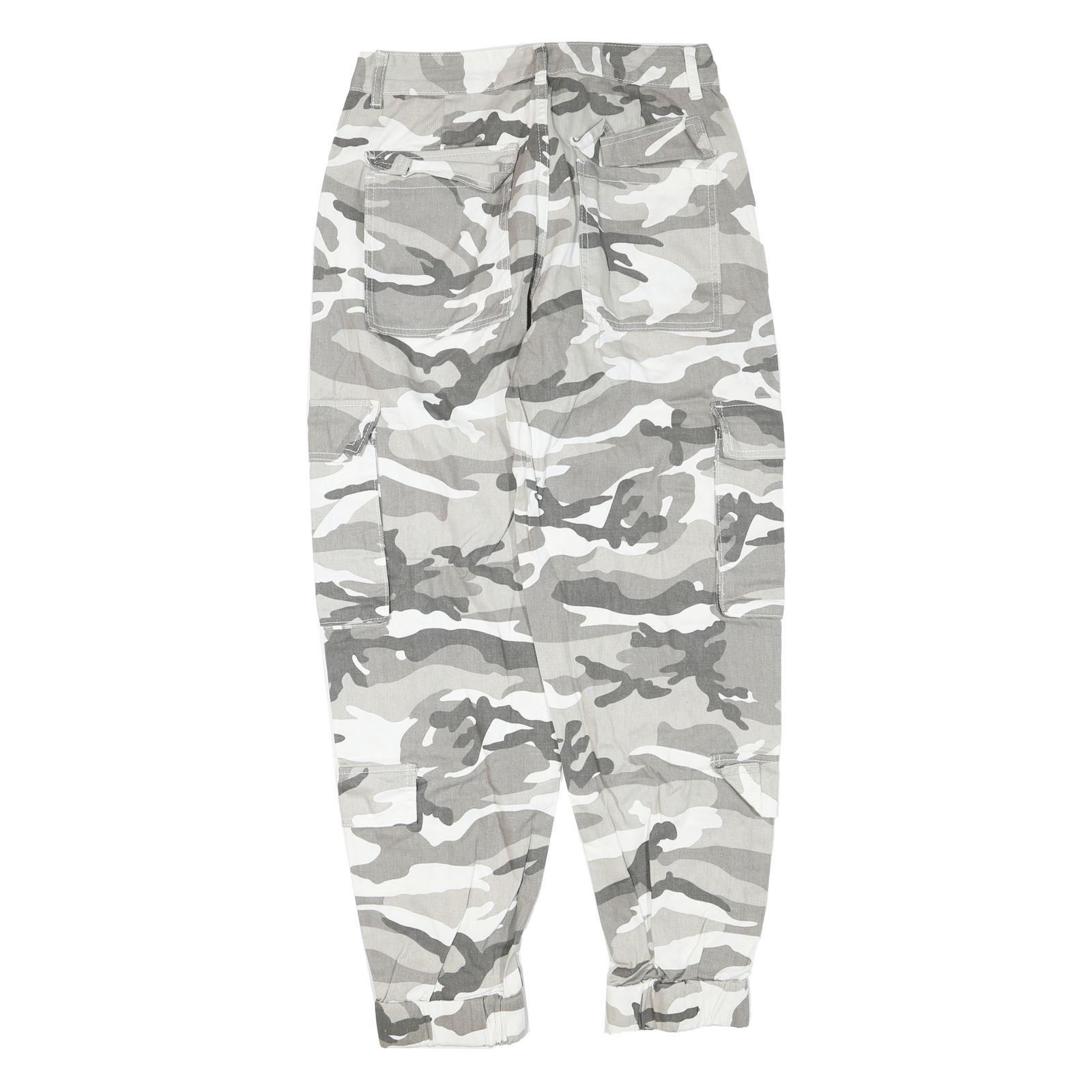 Grey White Mens Cotton Blend Regular Cargo Trousers W30 L28 Zip Casual Workwear