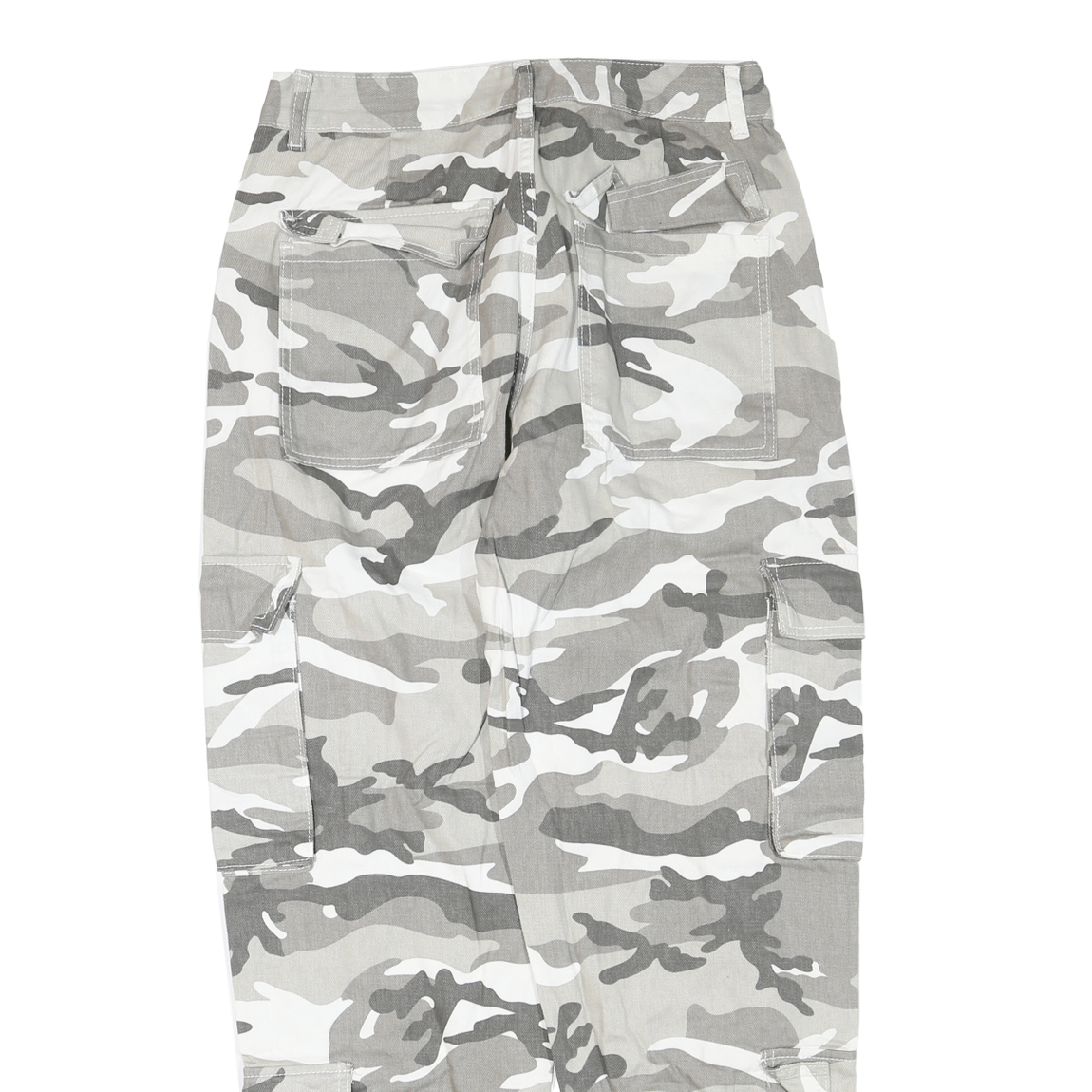 Grey White Mens Cotton Blend Regular Cargo Trousers W30 L28 Zip Casual Workwear