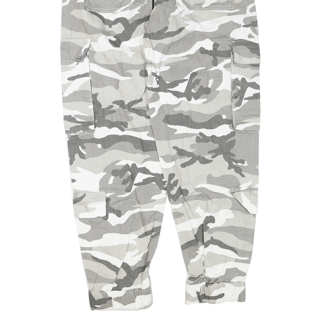 Grey White Mens Cotton Blend Regular Cargo Trousers W30 L28 Zip Casual Workwear