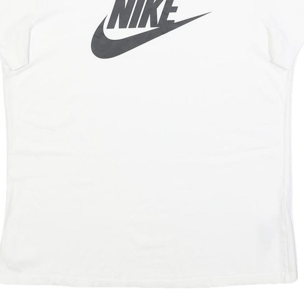 NIKE Womens White Black Logo Modern T-Shirt L Short Sleeve Crew Neck Casual