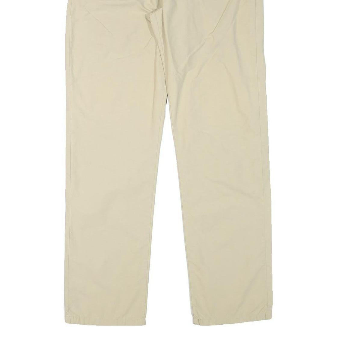 HIS Mens Cotton Blend Beige Regular Straight Trousers W33 L31 Casual Comfortable