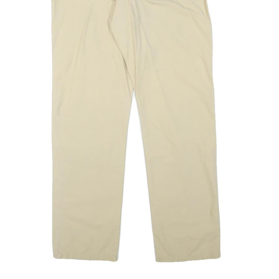 HIS Mens Cotton Blend Beige Regular Straight Trousers W33 L31 Casual Comfortable