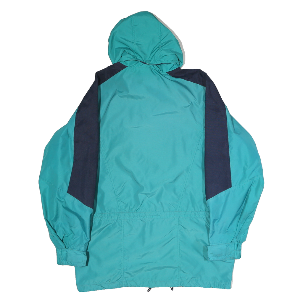 COLUMBIA Mens Green & Navy Lightweight Outdoor Jacket L Polyester Zip Hooded