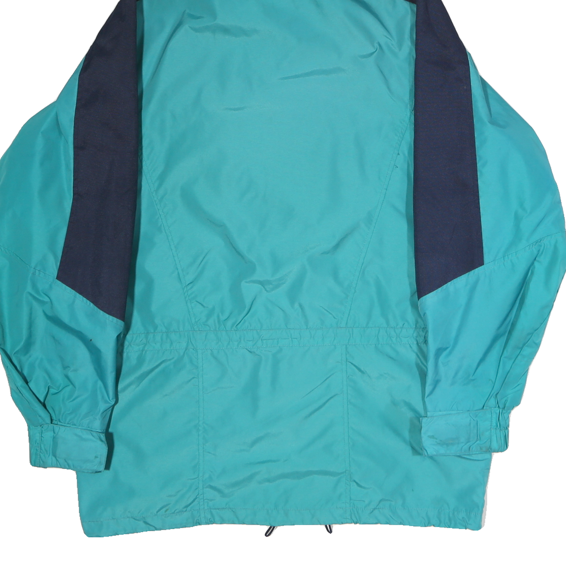 COLUMBIA Mens Green & Navy Lightweight Outdoor Jacket L Polyester Zip Hooded