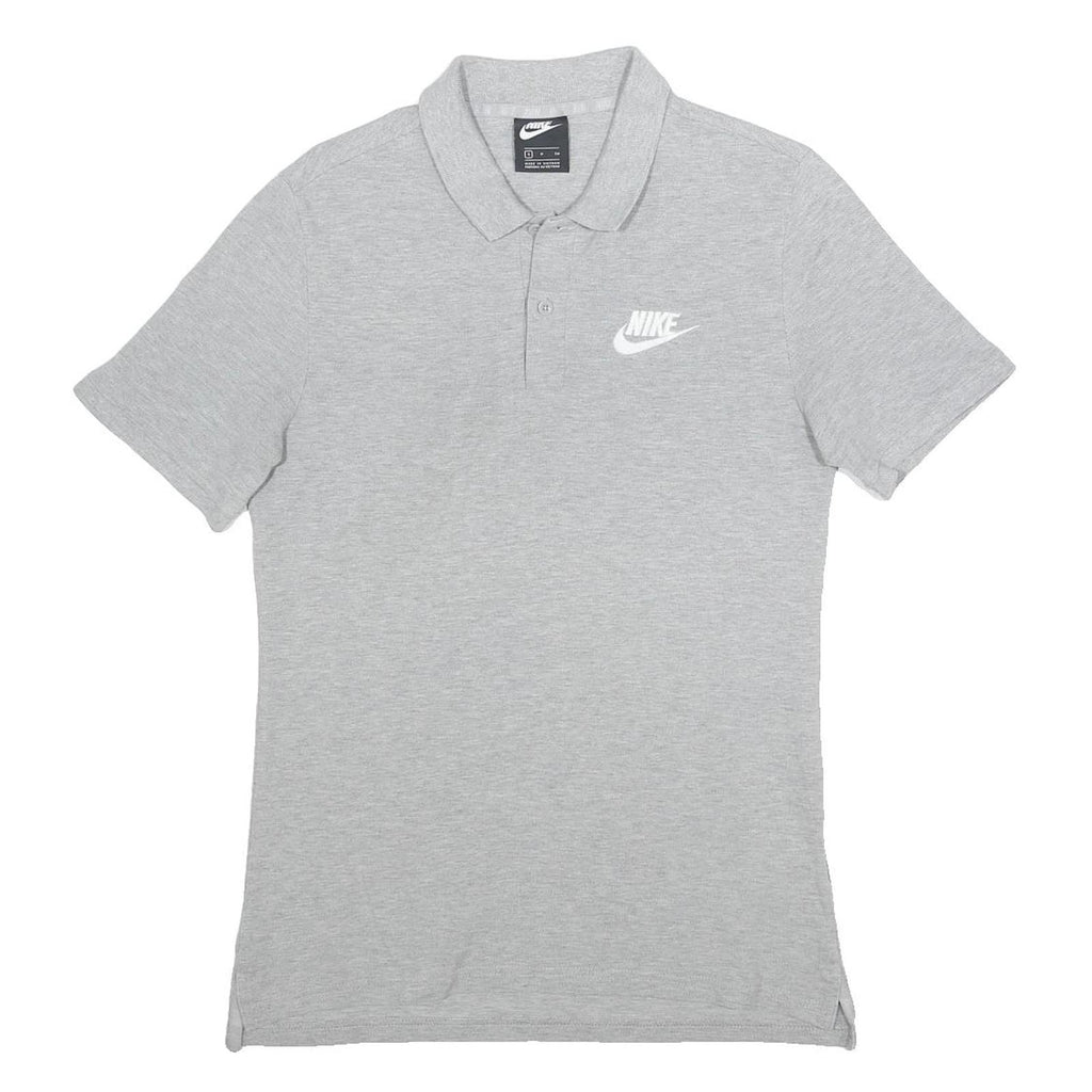 NIKE Mens Grey Short Sleeve Plain S Cotton Polo Shirt Logo Casual Sports