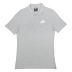 NIKE Mens Grey Short Sleeve Plain S Cotton Polo Shirt Logo Casual Sports