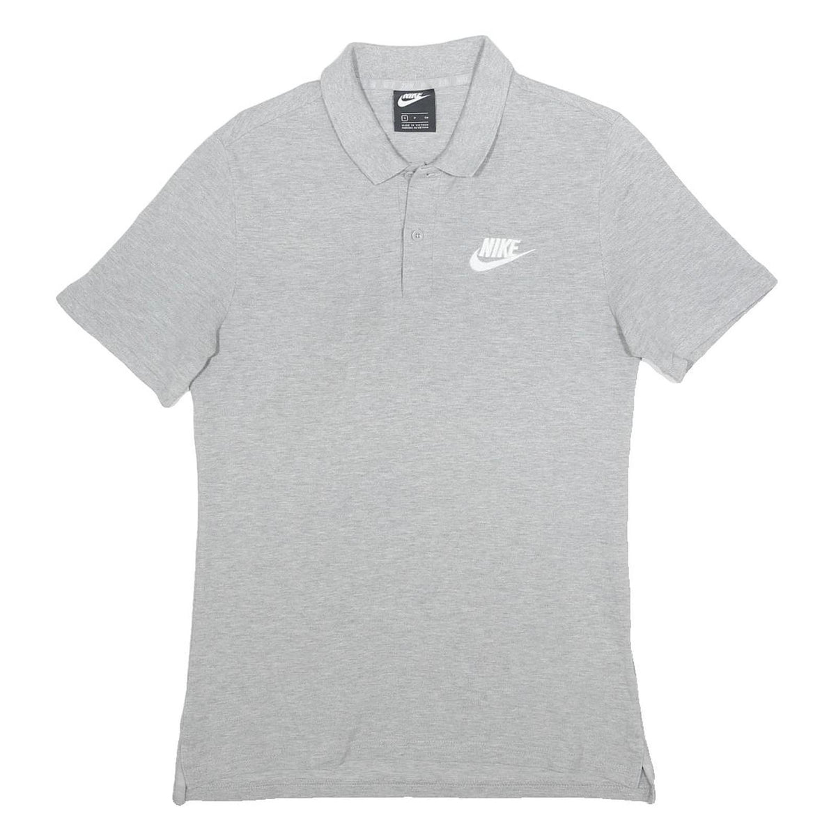 NIKE Mens Grey Short Sleeve Plain S Cotton Polo Shirt Logo Casual Sports