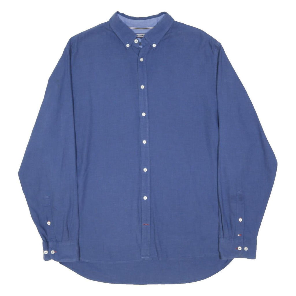 TOMMY HILFIGER Mens Blue Cotton Blend Shirt 2XL Button Down Casual